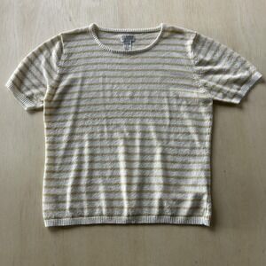 Liz Baker Essentials Sweater Womens XL White Striped Short Sleeve Crew Pullover